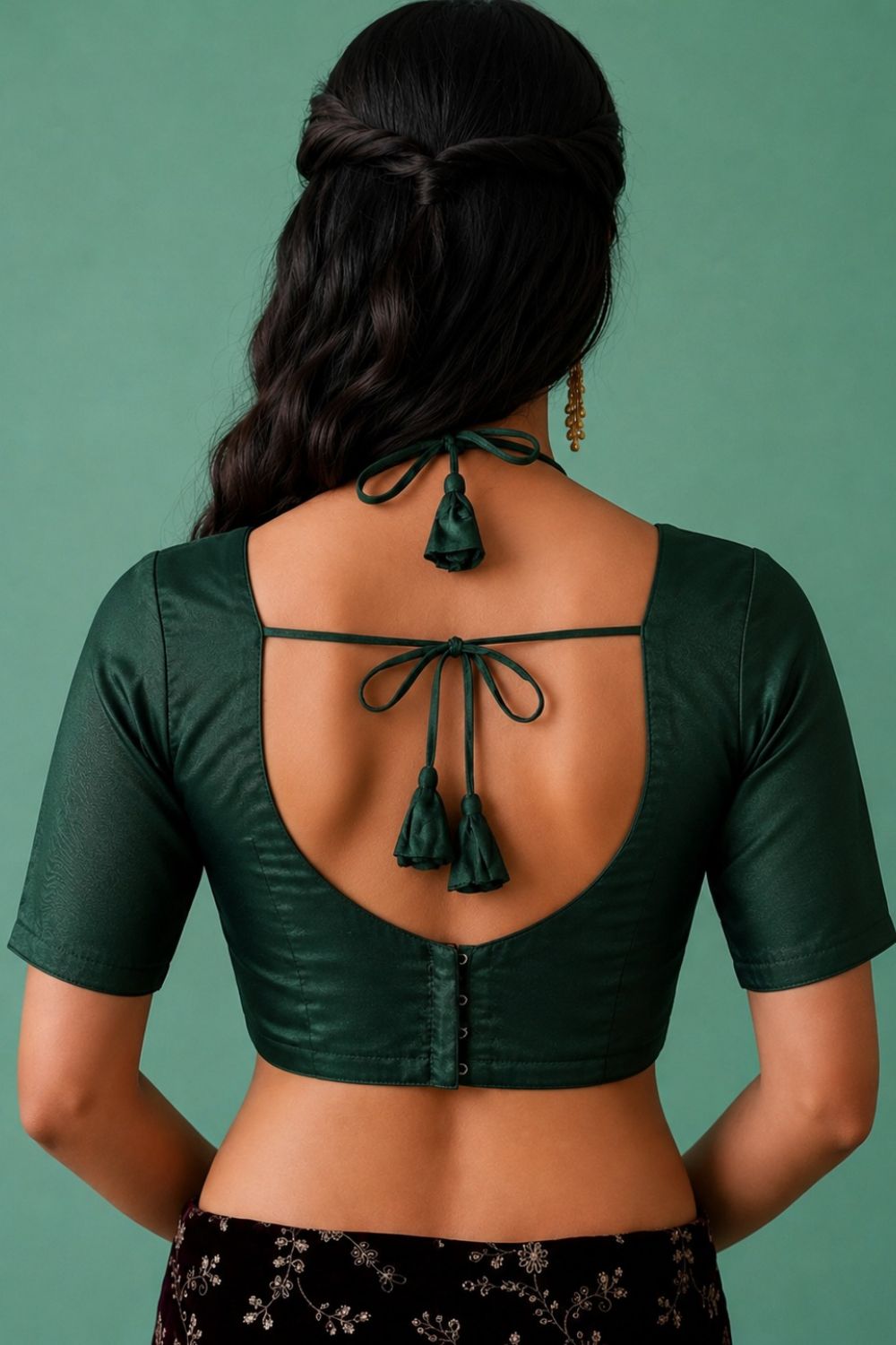 Women's Art Silk Readymade Saree Blouse | V-Neck Elbow Sleeve Designer Blouse for Women | Traditional Ethnic & Festive Wear - 4418
