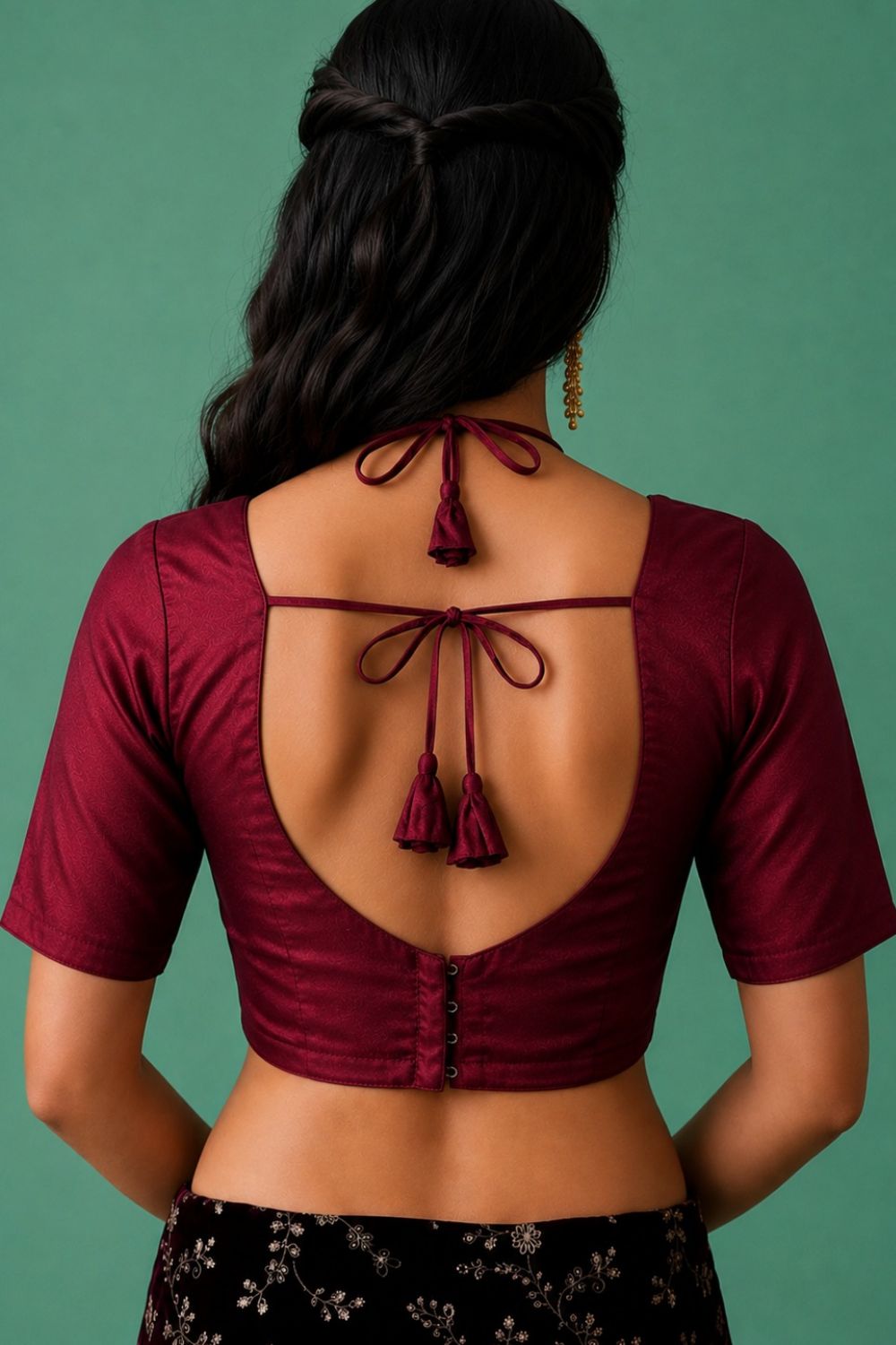 Women's Art Silk Readymade Saree Blouse | V-Neck Elbow Sleeve Designer Blouse for Women | Traditional Ethnic & Festive Wear - 4418