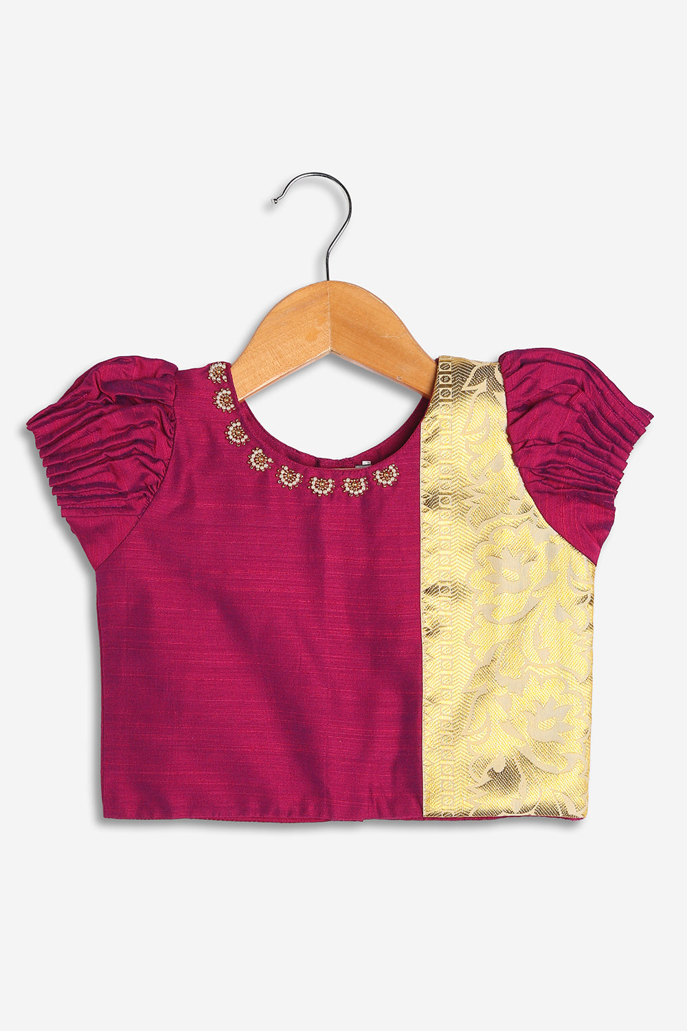 Chittythali Girls Art Silk Traditional Pavadai Set | Pintuck Sleeve Ethnic Pattu Pavadai Style Set - PS24