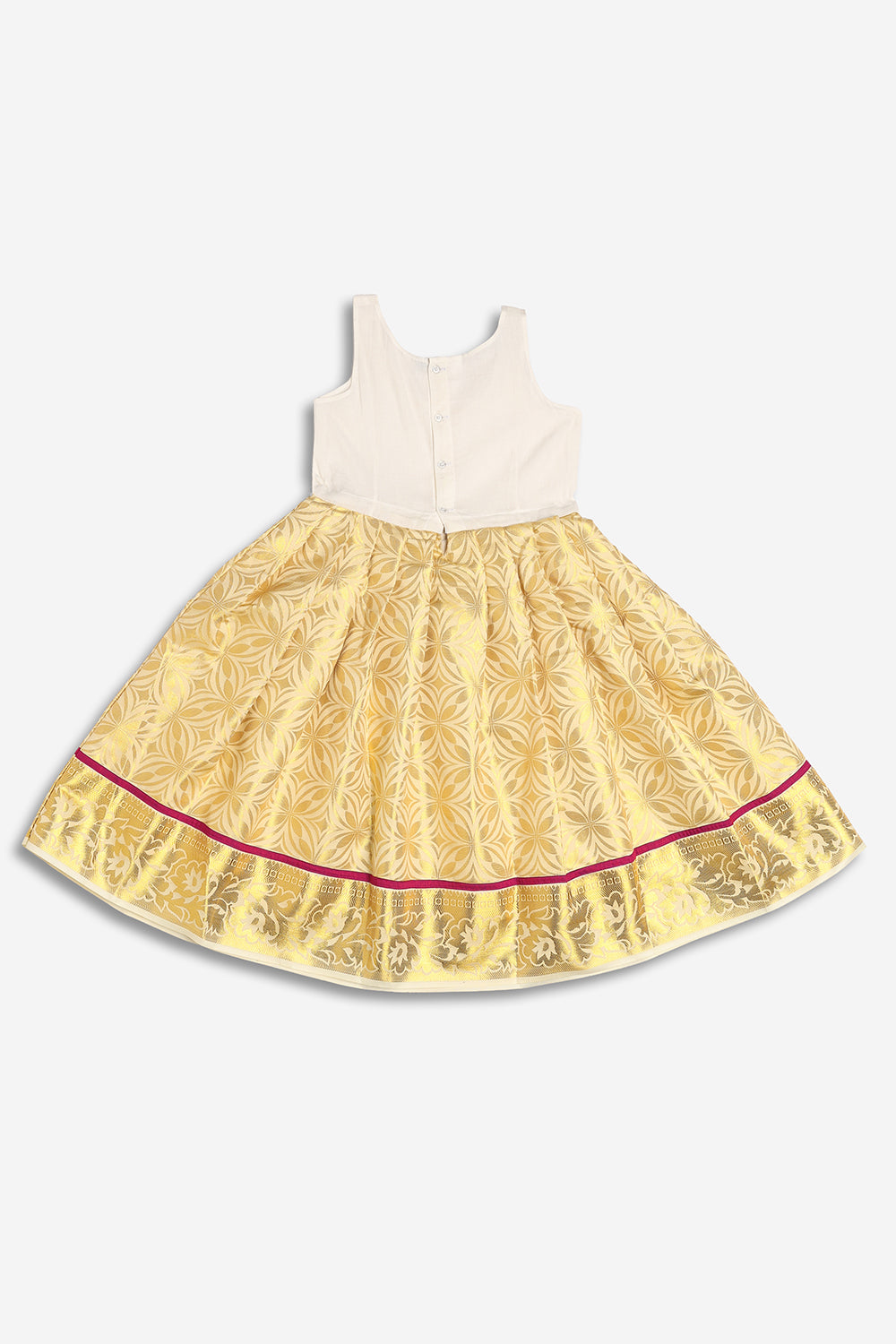 Chittythali Girls Art Silk Traditional Pavadai Set | Pintuck Sleeve Ethnic Pattu Pavadai Style Set - PS24