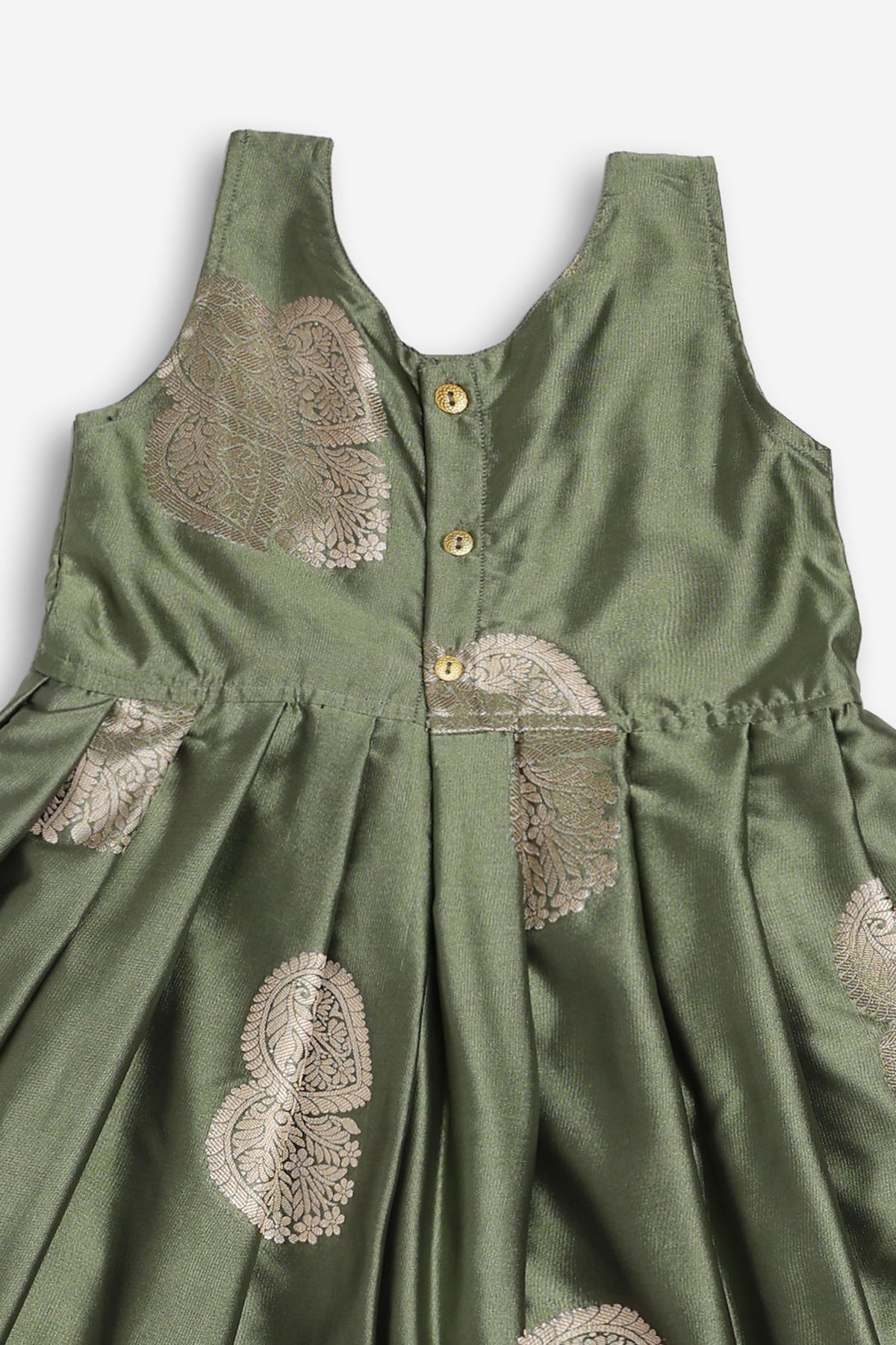 Chittythali Girls Semi Silk Ethnic Frock with Detachable Coat | Zardosi Embroidered Traditional Festive Dress - FR62