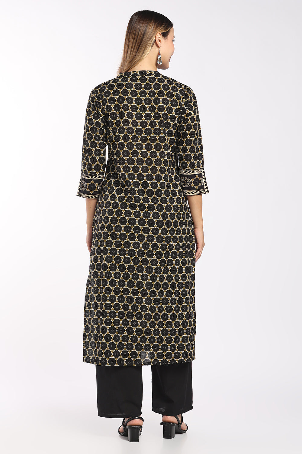Mythri Women's Cotton Printed Salwar Set | Mandarin Collar Notch Neck Chudidar Set with 3/4 Sleeves | Daily, Office & Casual Ethnic Wear - 1519