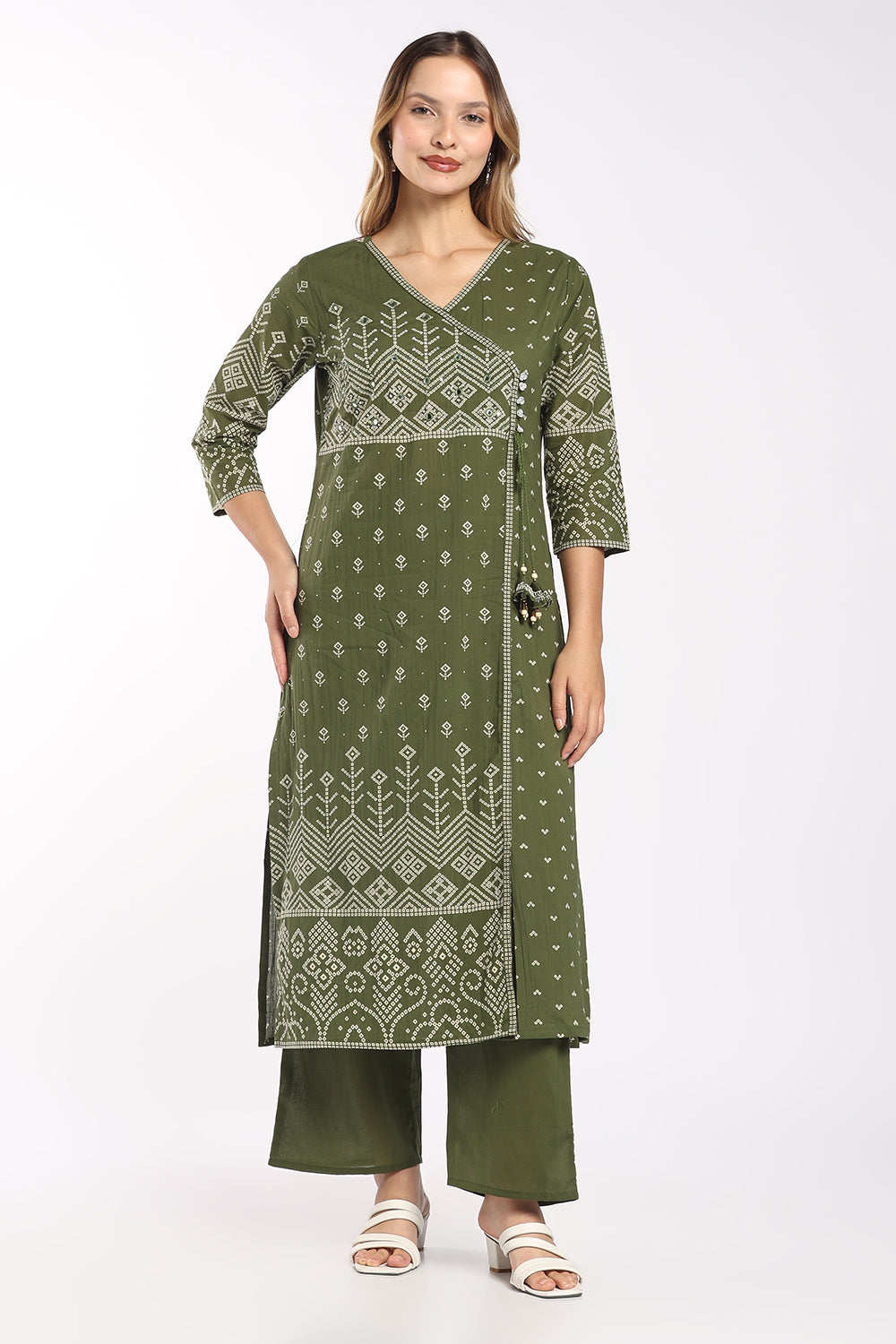 Mythri Women's Cotton Angrakha Salwar Set | Printed Angrakha Chudidar Set for Women | Regular Fit Daily, Office & Casual Ethnic Wear - AF-05