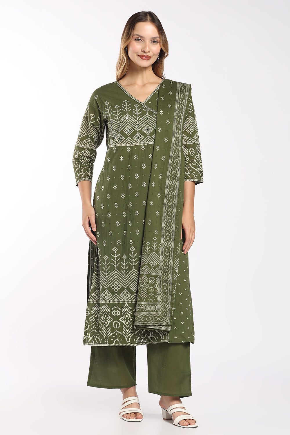 Mythri Women's Cotton Angrakha Salwar Set | Printed Angrakha Chudidar Set for Women | Regular Fit Daily, Office & Casual Ethnic Wear - AF-05
