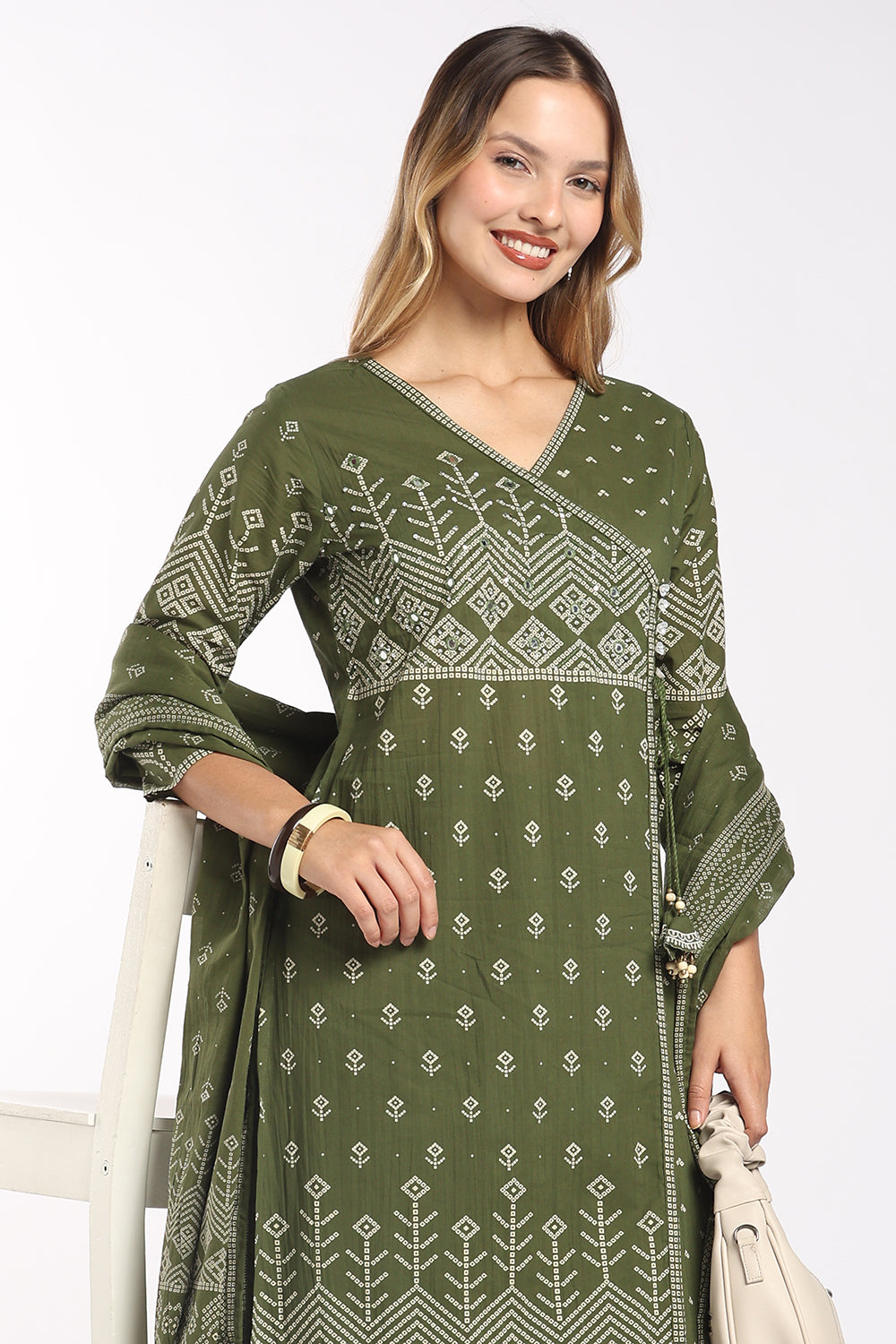 Mythri Women's Cotton Angrakha Salwar Set | Printed Angrakha Chudidar Set for Women | Regular Fit Daily, Office & Casual Ethnic Wear - AF-05