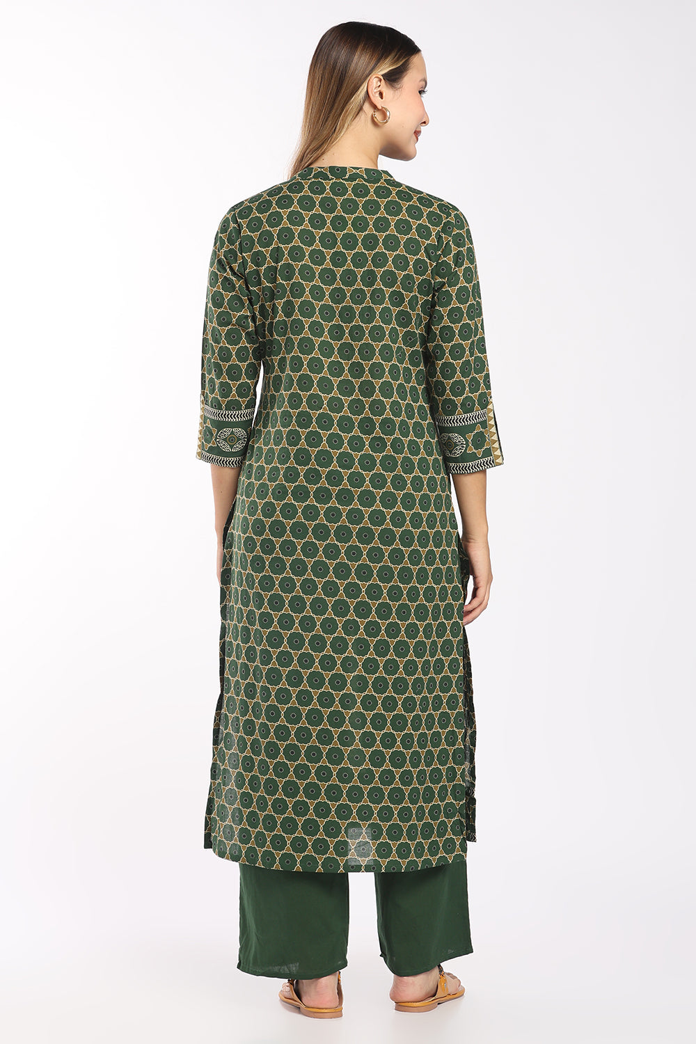 Mythri Women's Cotton Printed Salwar Set | Mandarin Collar Notch Neck Chudidar Set with 3/4 Sleeves | Daily, Office & Casual Ethnic Wear - 1519