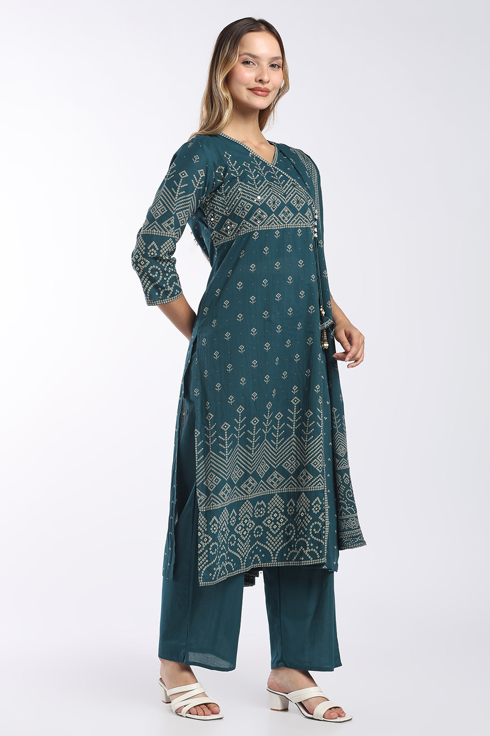 Mythri Women's Cotton Angrakha Salwar Set | Printed Angrakha Chudidar Set for Women | Regular Fit Daily, Office & Casual Ethnic Wear - AF-05