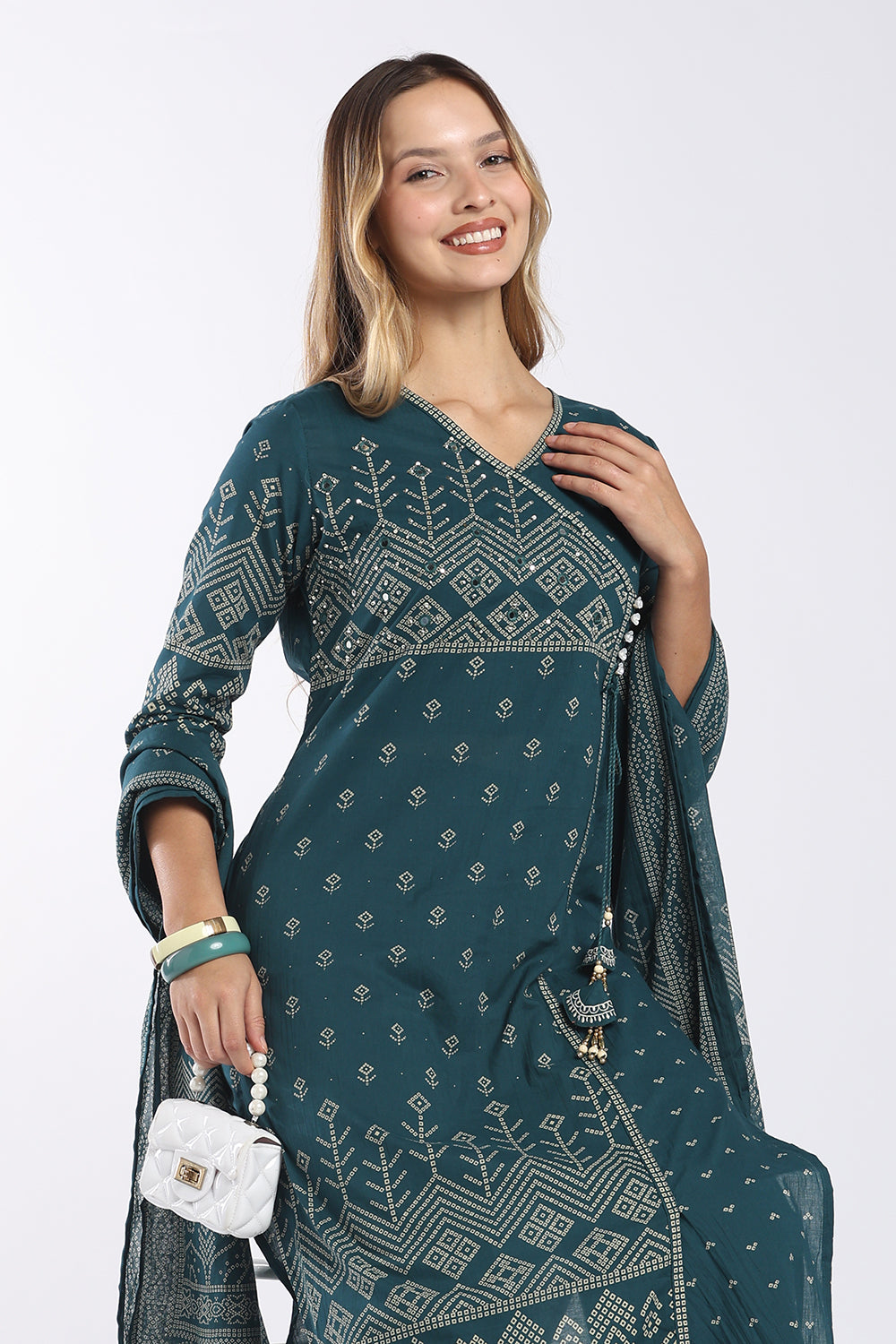 Mythri Women's Cotton Angrakha Salwar Set | Printed Angrakha Chudidar Set for Women | Regular Fit Daily, Office & Casual Ethnic Wear - AF-05