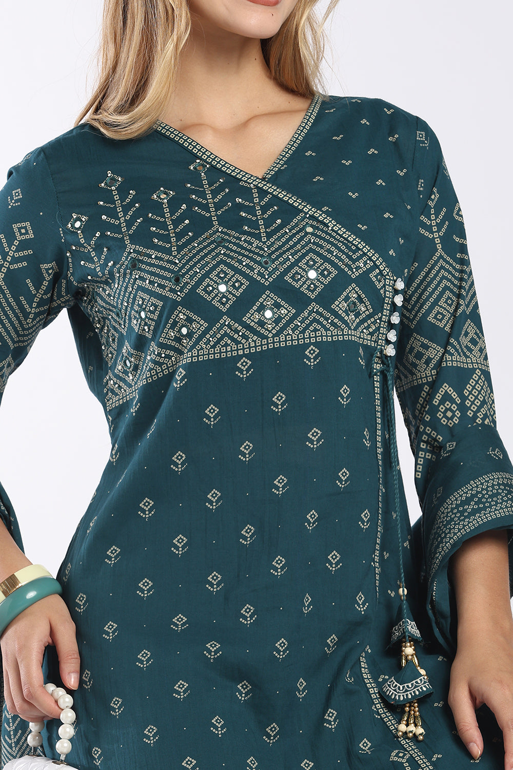 Mythri Women's Cotton Angrakha Salwar Set | Printed Angrakha Chudidar Set for Women | Regular Fit Daily, Office & Casual Ethnic Wear - AF-05