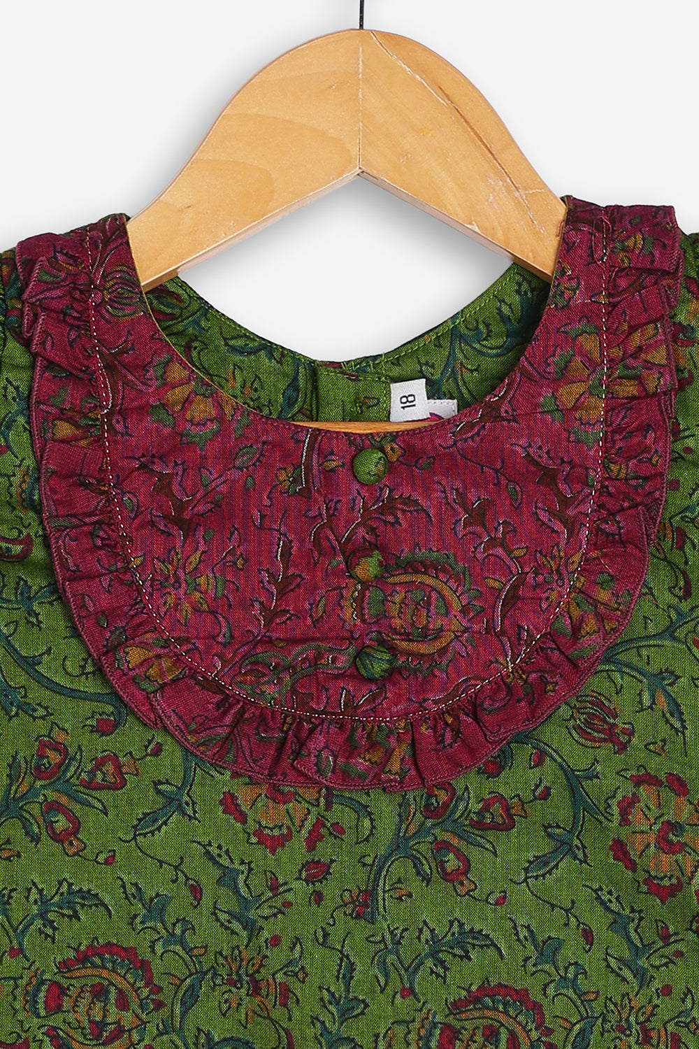 Chittythali Girls Cotton Silk Blend Pavadai Set | Pintuck Sleeve Top with Yoke Patchwork & Kali Skirt | Traditional Ethnic Festive Dress for Girls - PS33