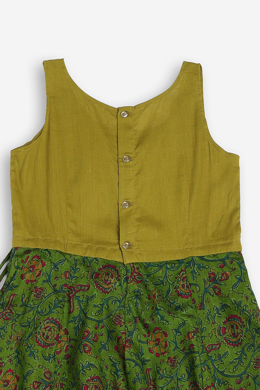 Chittythali Girls Cotton Silk Blend Pavadai Set | Pintuck Sleeve Top with Yoke Patchwork & Kali Skirt | Traditional Ethnic Festive Dress for Girls - PS33