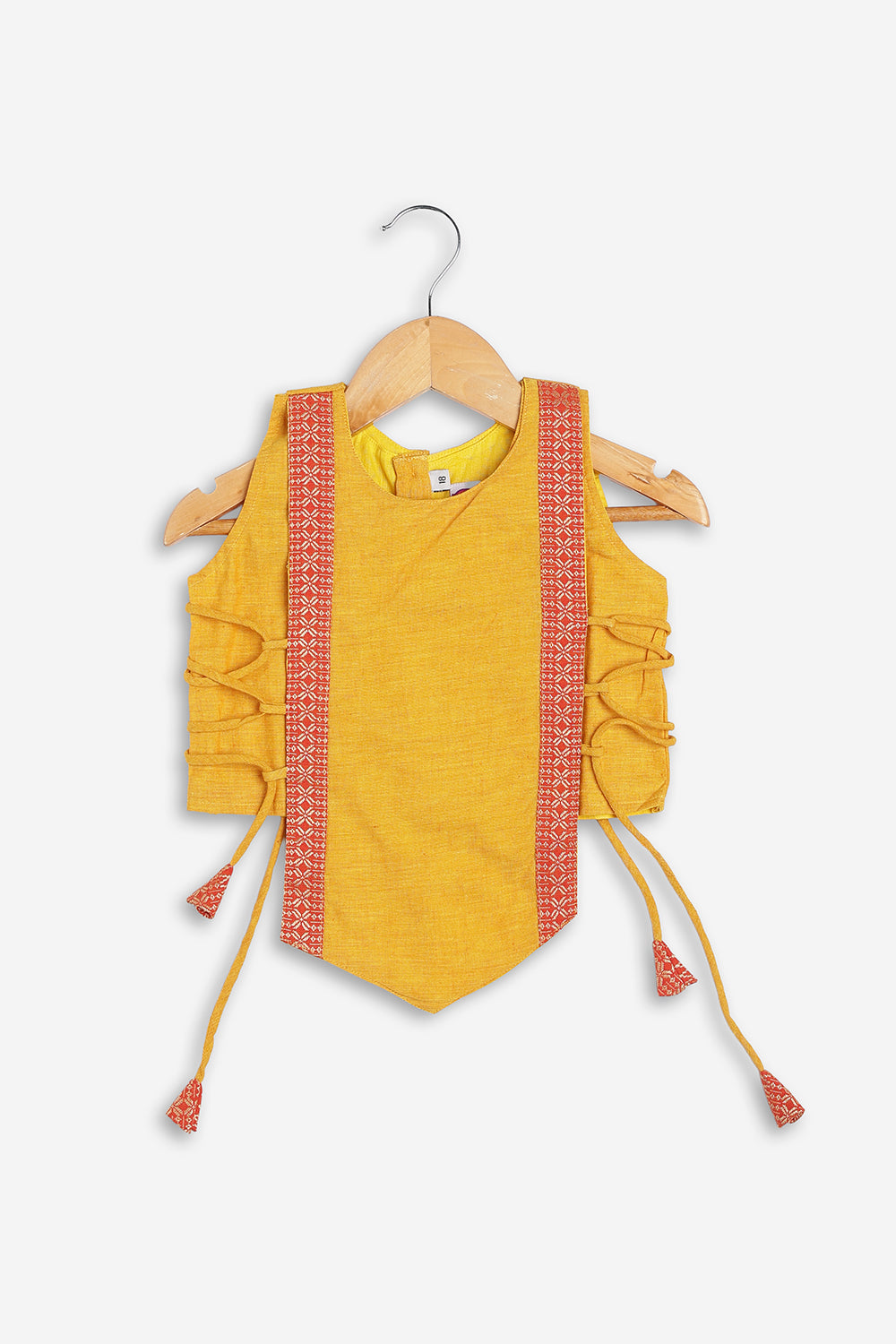 Chittythali Girls Handloom Cotton Pavadai Set | Mangalagiri Style Panelled Tie-Up Top with Knife Pleated Skirt | Traditional Ethnic Dress for Girls - PS93
