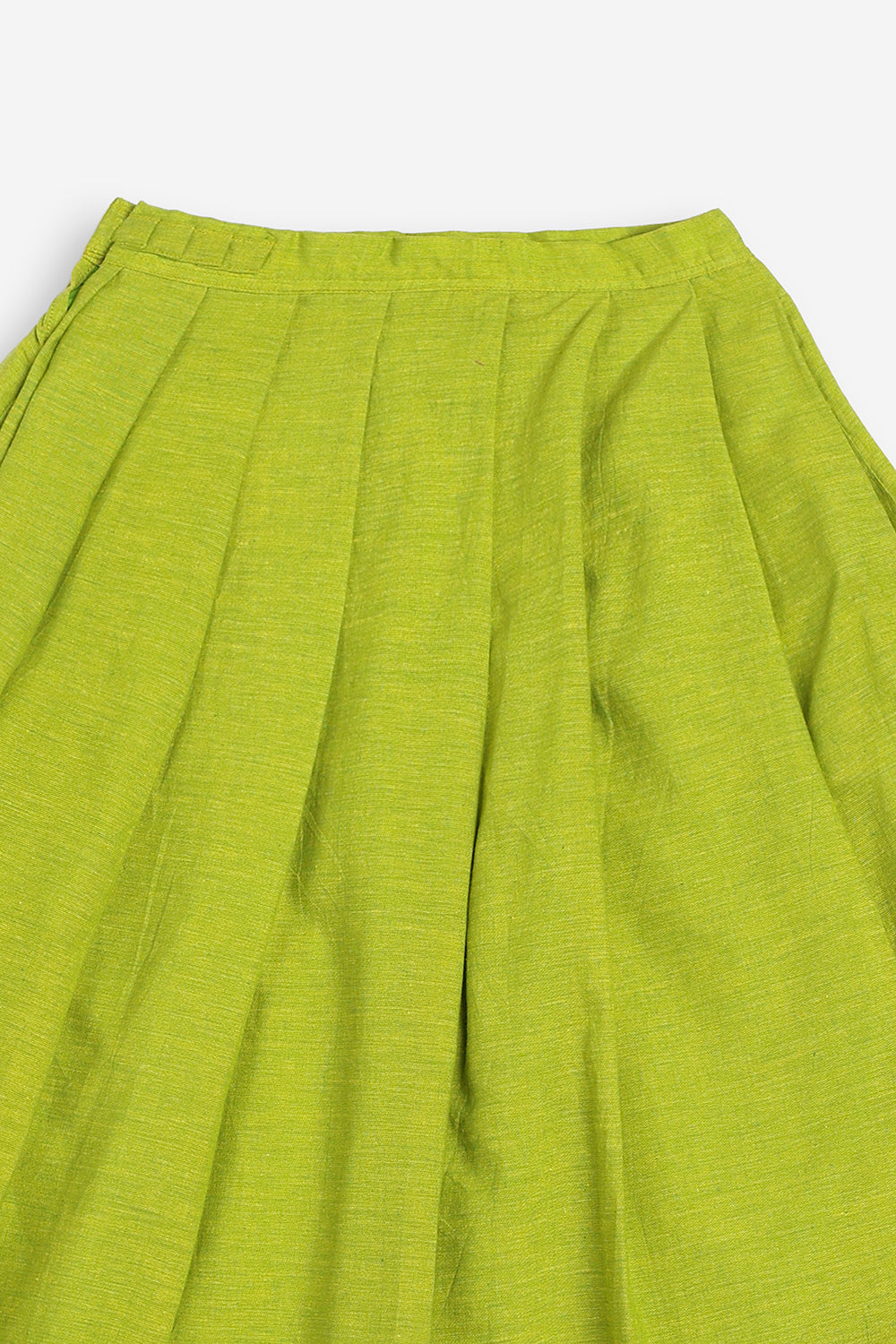 Chittythali Girls Handloom Cotton Pavadai Set | Mangalagiri Style Panelled Tie-Up Top with Knife Pleated Skirt | Traditional Ethnic Dress for Girls - PS93