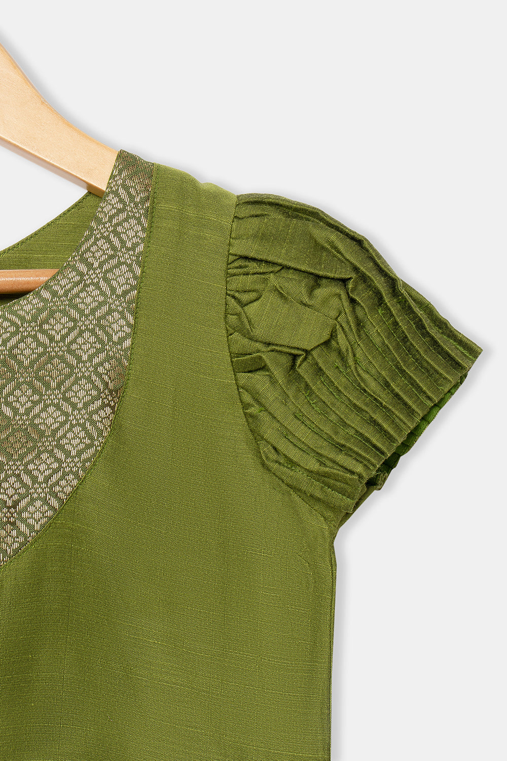 Chittythalli Girls Pavadai Skirt and Top Set Traditional Indian Outfit Festive Ethnic Wear with Puff Sleeves - Dark Green - PS33