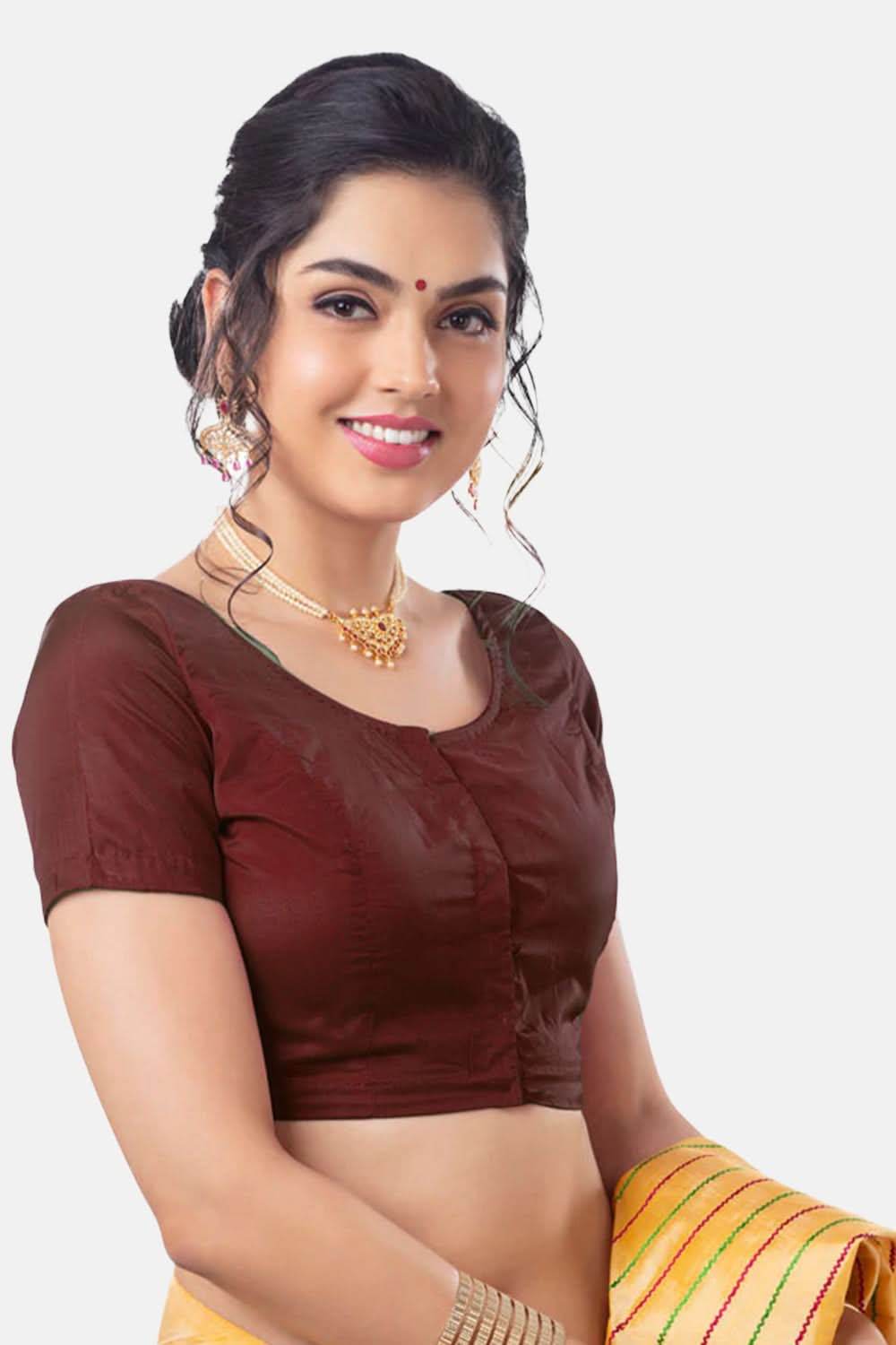 Naidu Hall Princess Cut Short Sleeve Front Open Silk Cotton Blouse - Naidu Hall Family Store