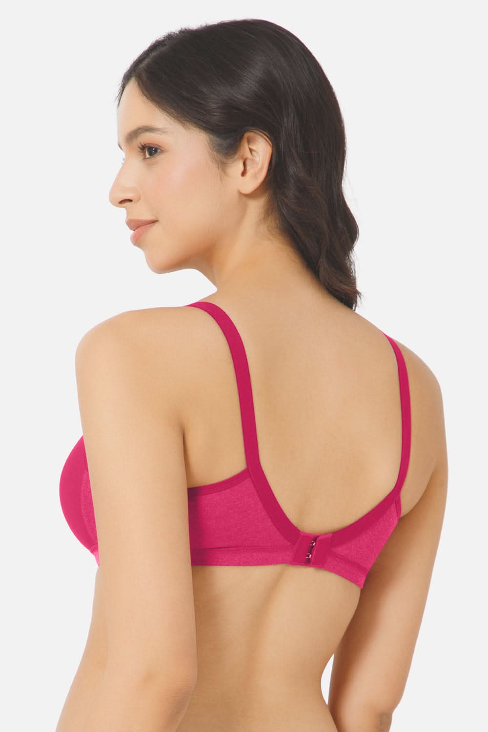 Back View of Nova T-Shirt Bra in Fuchsia Featuring Adjustable Straps for a Secure Fit
