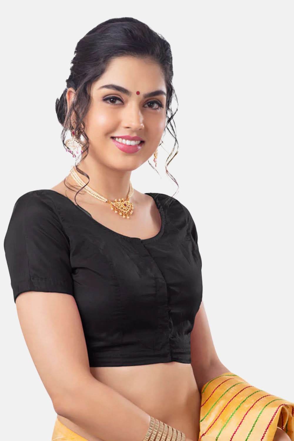 Naidu Hall Princess Cut Short Sleeve Front Open Silk Cotton Blouse - Naidu Hall Family Store