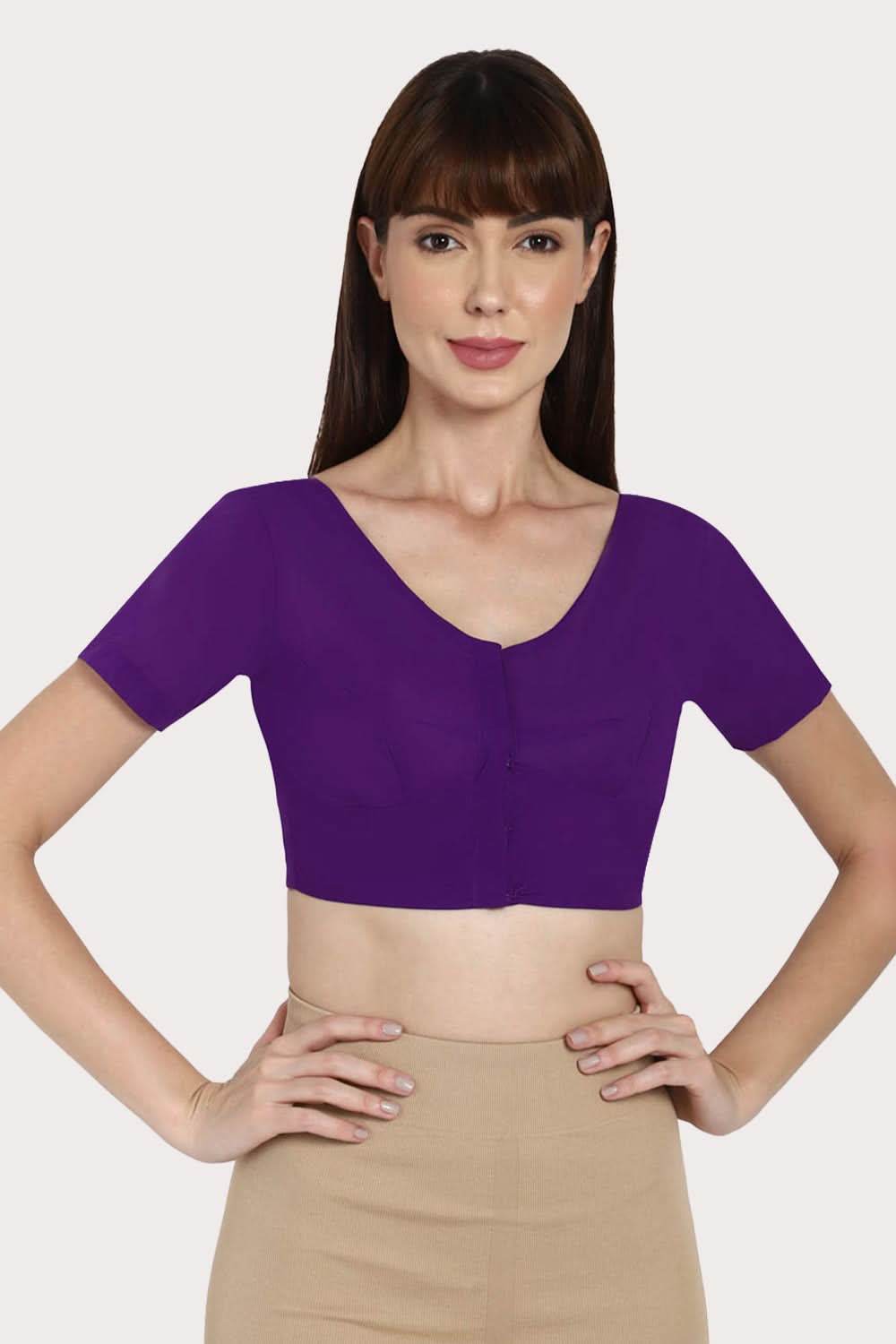 Naidu Hall Round neck short sleeve blouse - Indigo - Naidu Hall Family Store