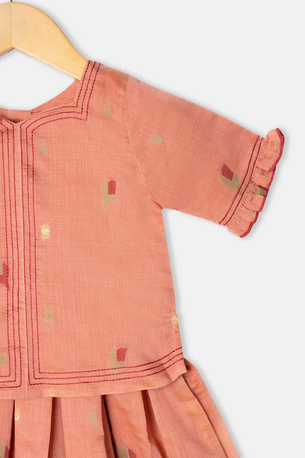 Chittythalli Girls Pavadai Set Cotton Blend with Sweetheart Neckline & Box Pleat Skirt - PS75 - Naidu Hall Family Store