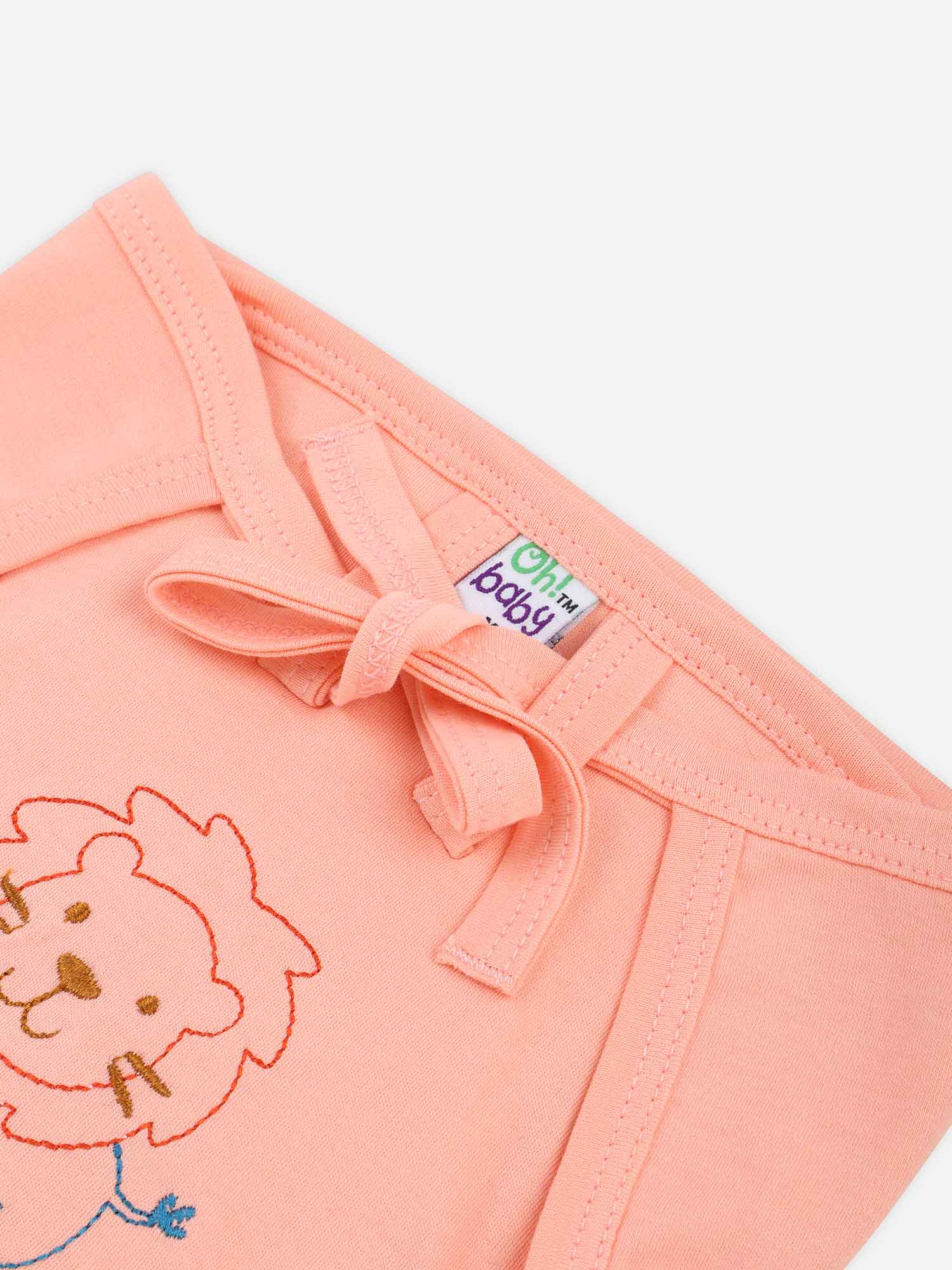 Oh Baby Plain Embroidery Knitted Round Orange - Rdpl