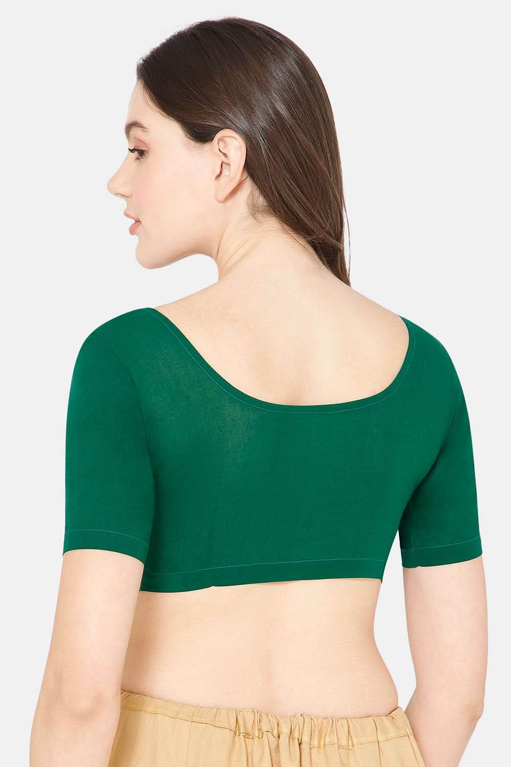 Naidu Hall Round neck long sleeve blouse - Dark Green - Naidu Hall Family Store