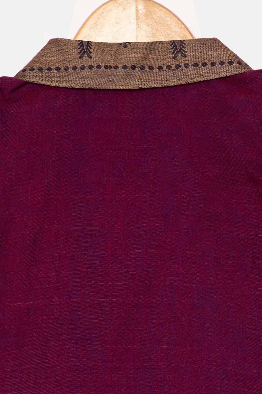 Chittythalli Girls Ethnic Pavadai Set – Hand Embroidered Fish Blouse with Box Pleated Skirt & Tassels - Purple - PS86