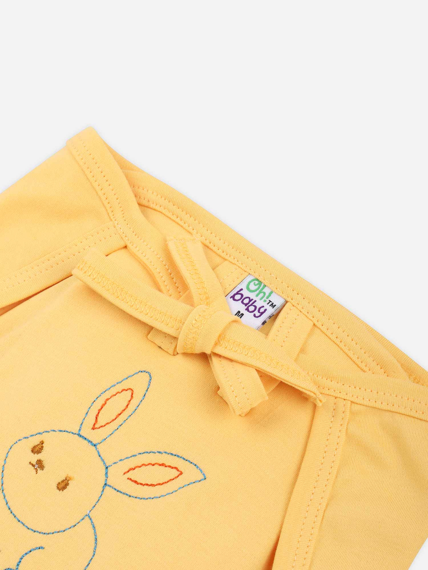 Oh Baby Plain Embroidery Knitted Round Yellow - Rdpl