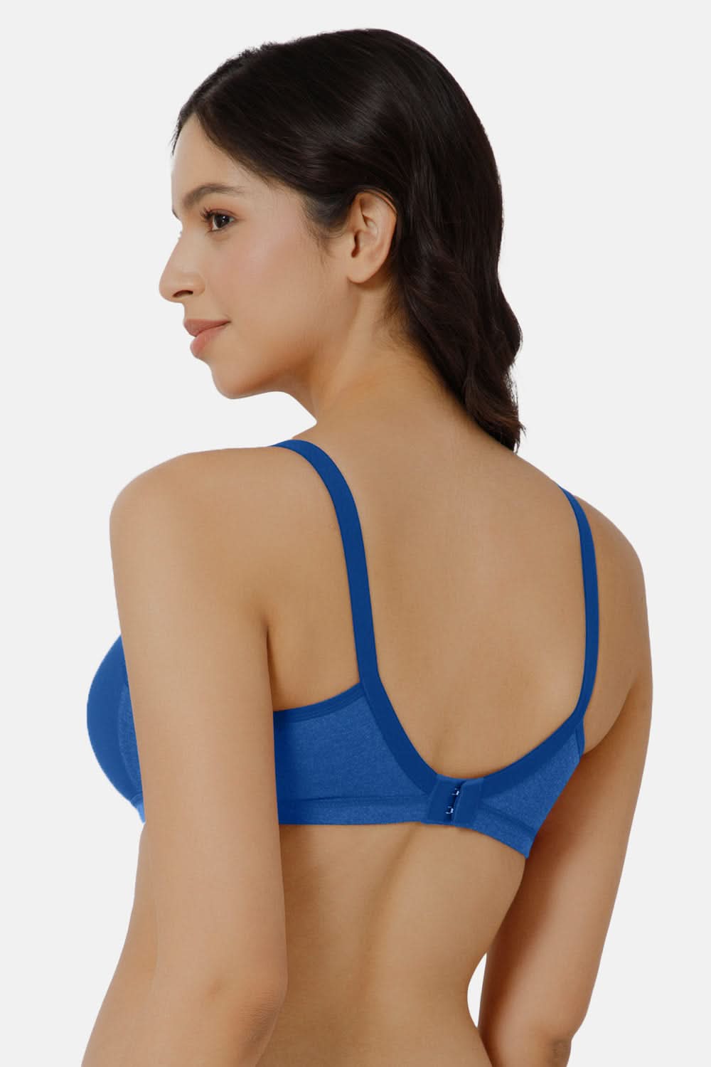 Back View of Nova T-Shirt Bra in Blue with Adjustable Straps for Everyday Wear