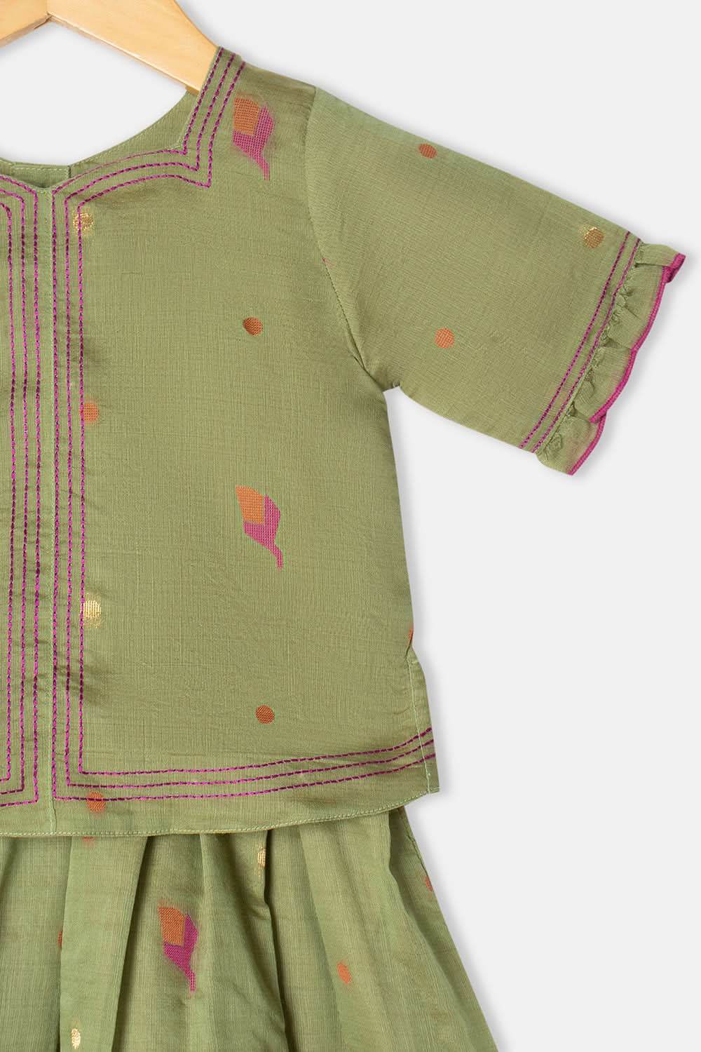 Chittythalli Girls Pavadai Set Cotton Blend with Sweetheart Neckline & Box Pleat Skirt - PS75 - Naidu Hall Family Store