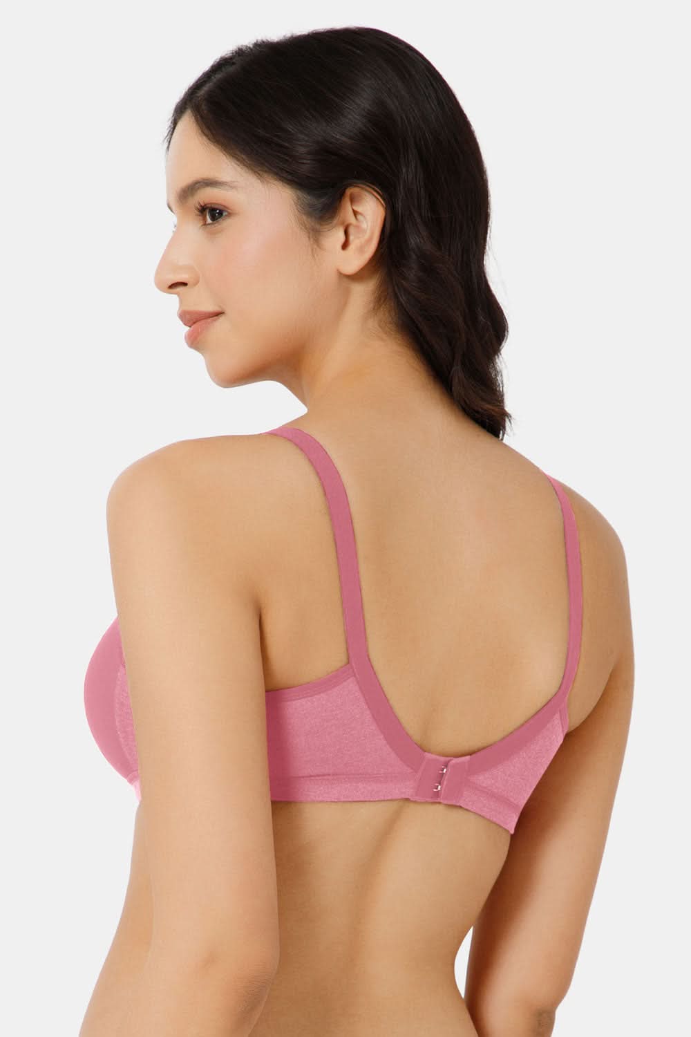 Back View of Nova T-Shirt Bra in Pink Featuring Supportive and Adjustable Straps
