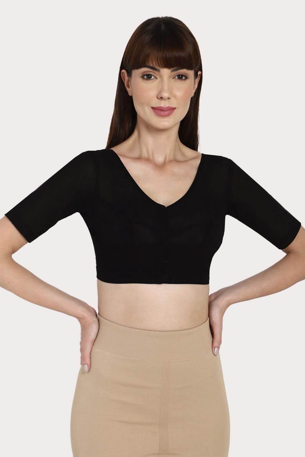 Naidu Hall Round neck long sleeve blouse - Black - Naidu Hall Family Store