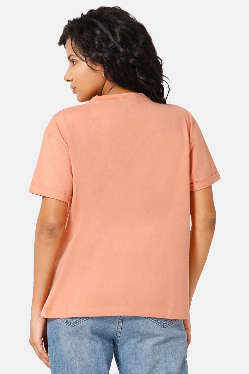 Jusperf Women Half Sleeve Crew Neck T-shirt - Peach - SD16