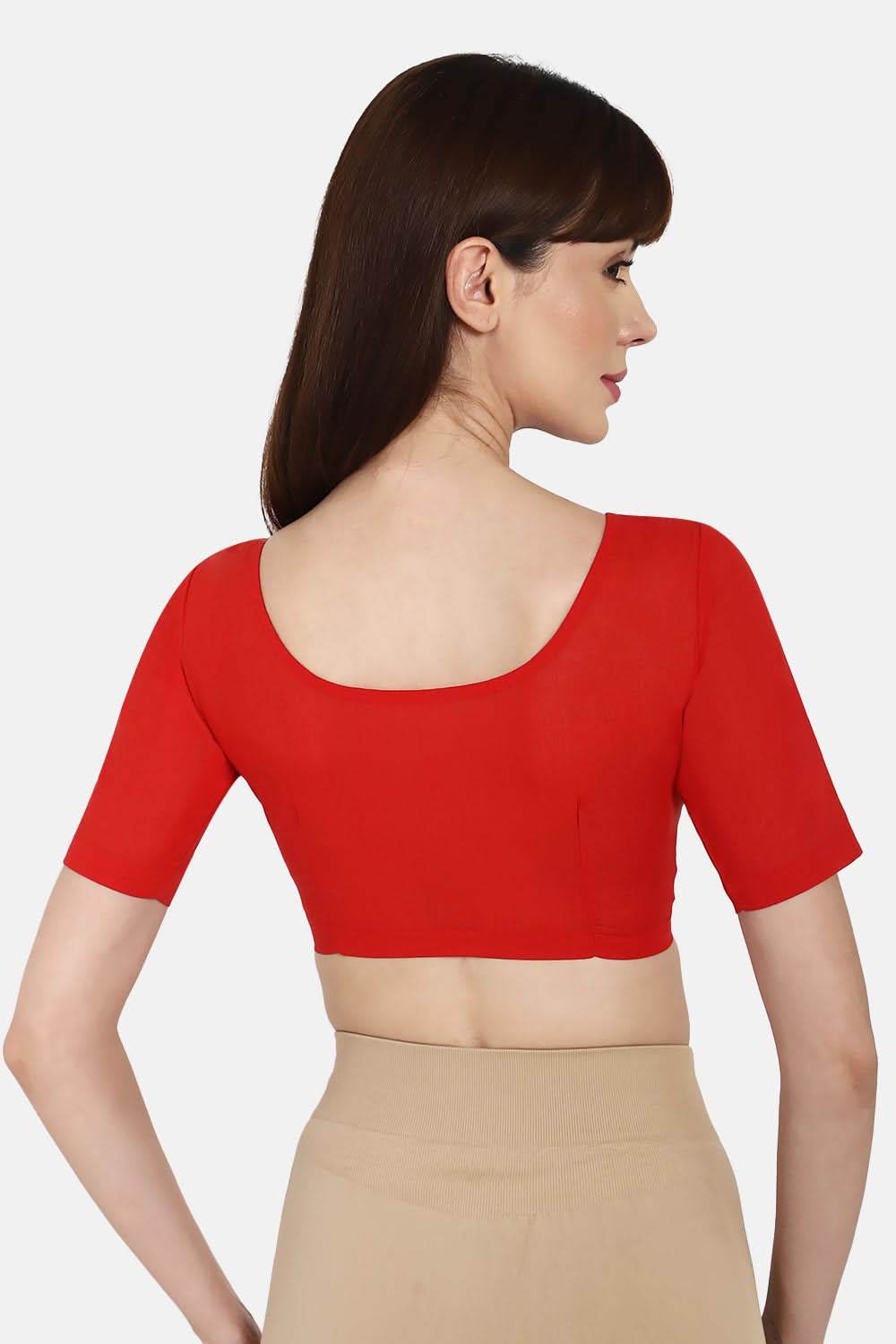 Naidu Hall Round neck long sleeve blouse - Red - Naidu Hall Family Store