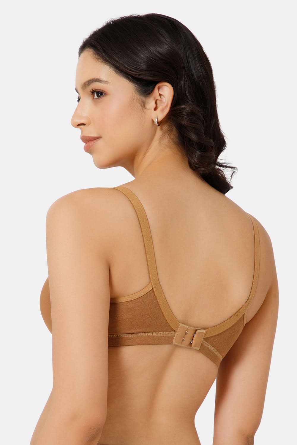 Back View of Nova T-Shirt Bra in Dark Skin Color Featuring Adjustable Straps