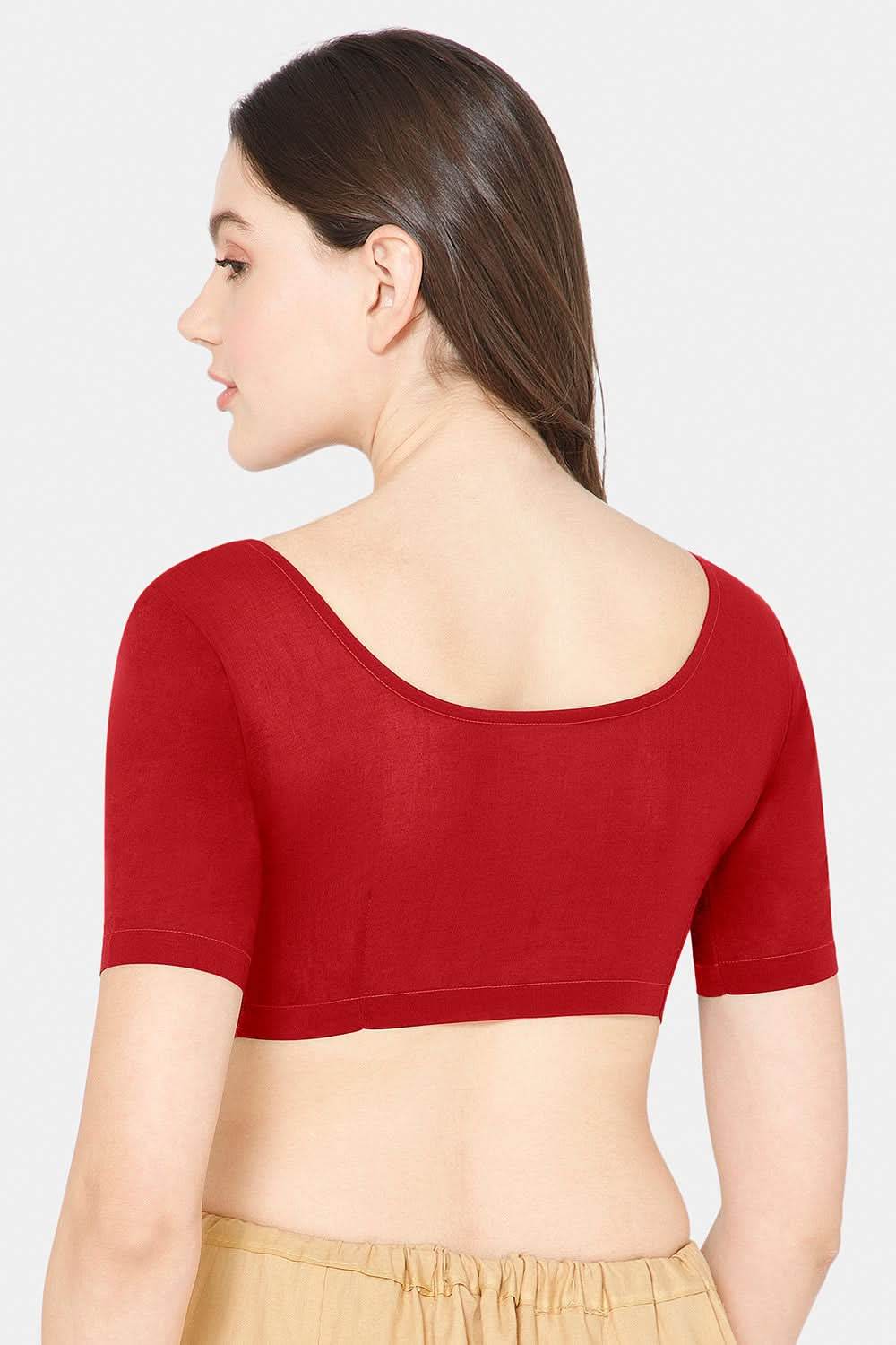 Naidu Hall Round neck short sleeve blouse - Maroon - Naidu Hall Family Store