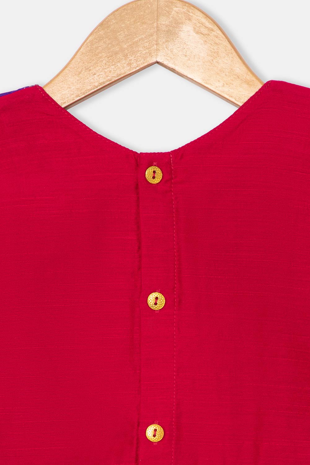 Chittythalli Girls Pavadai Set – Cotton Blouse with Brocade Collar & Zari Embroidery, Box Pleated Skirt - Pink - PS80