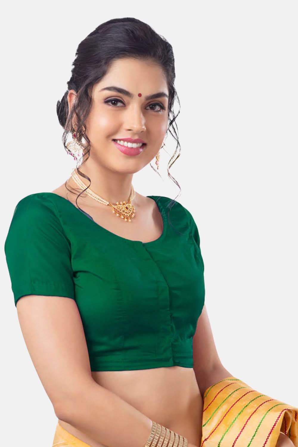 Naidu Hall Princess Cut Short Sleeve Front Open Silk Cotton Blouse - Naidu Hall Family Store