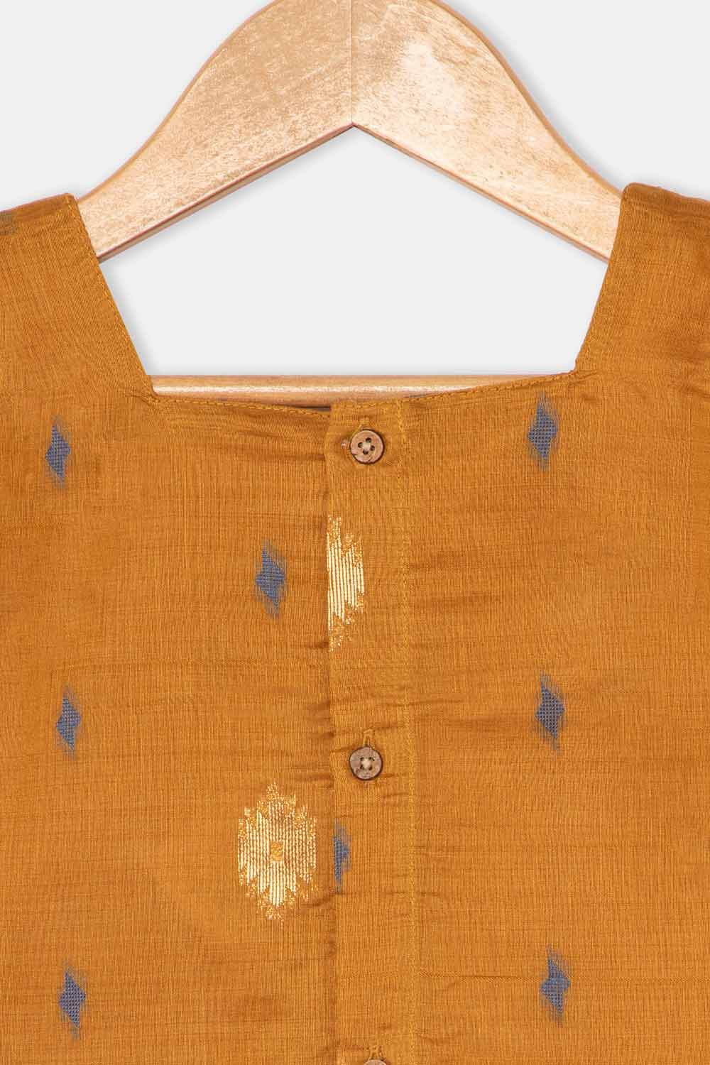 Chittythalli Traditional Girls Pavadai Set Three-Pointed Neck Blouse with Flared Skirt - Mustard - PS87 - Naidu Hall Family Store