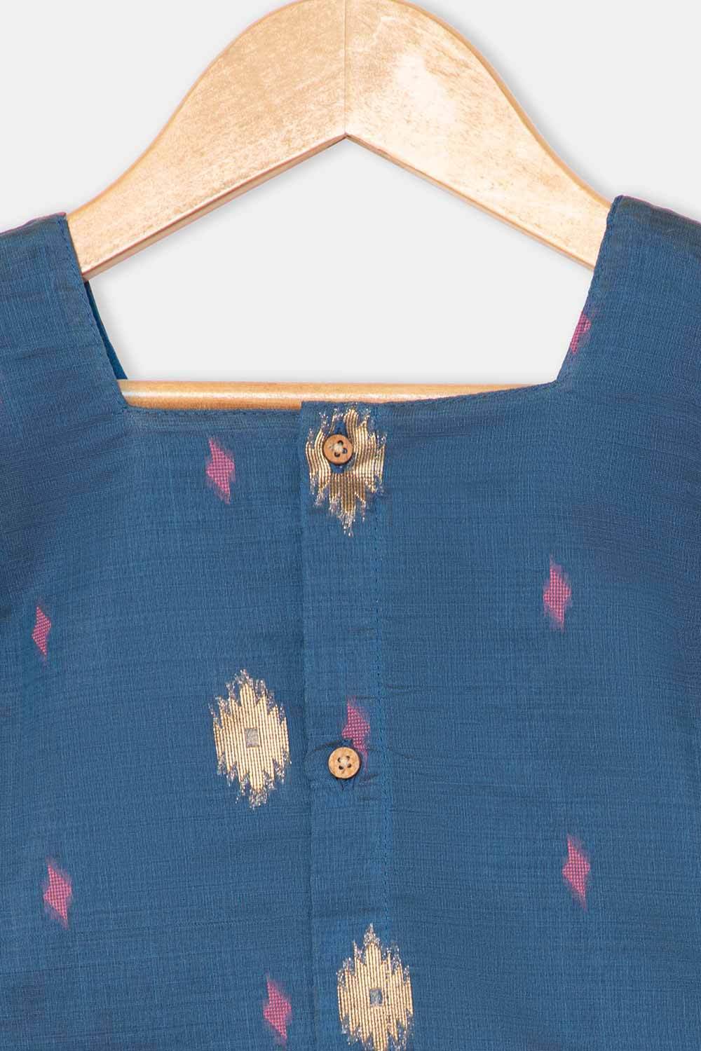 Chittythalli Traditional Girls Pavadai Set Three-Pointed Neck Blouse with Flared Skirt - Blue - PS87 - Naidu Hall Family Store