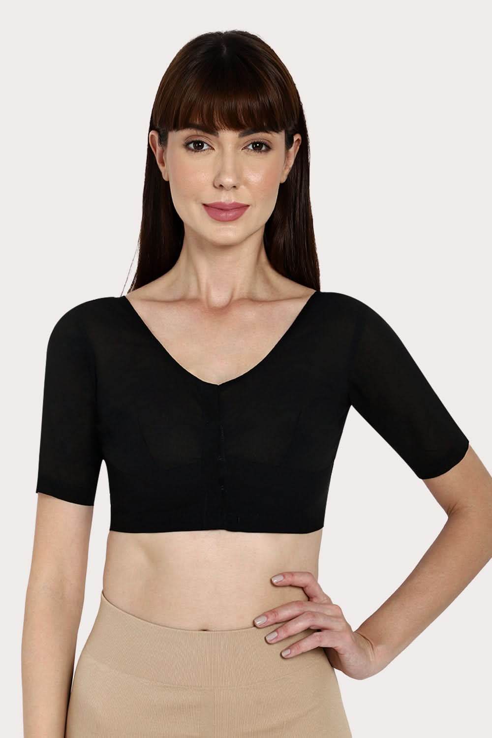 Naidu Hall U neck long sleeve blouse - Black - Naidu Hall Family Store