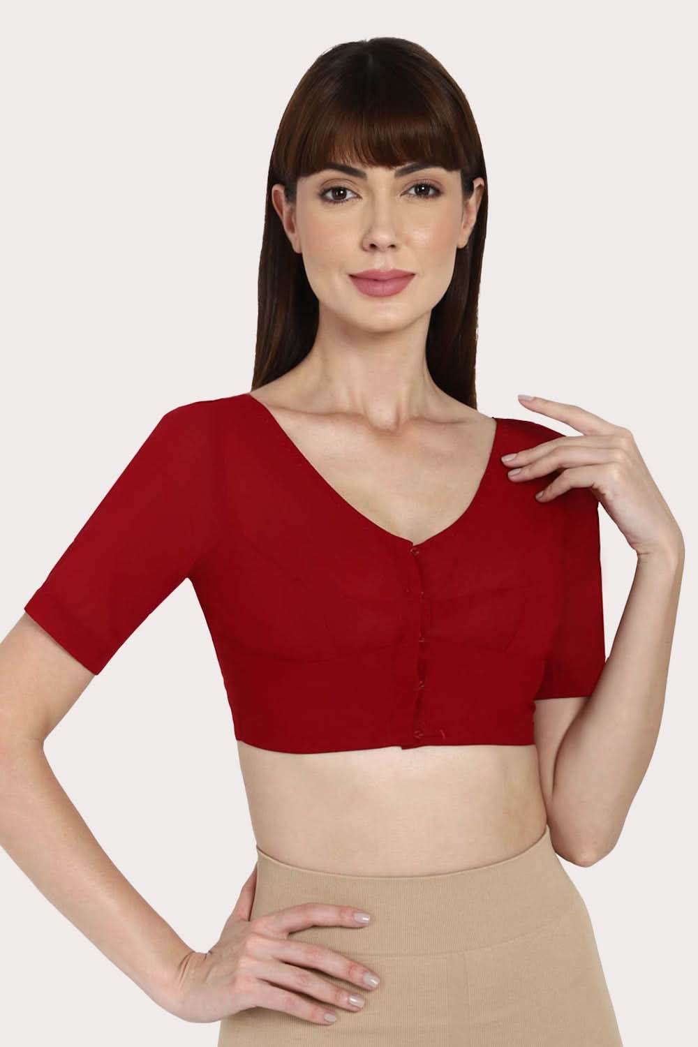 Naidu Hall Round neck long sleeve blouse - Light Maroon - Naidu Hall Family Store