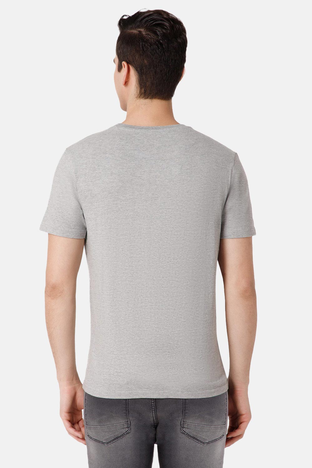 Enhance Printed Crew Neck Men's Casual T-Shirts - Grey - TS37