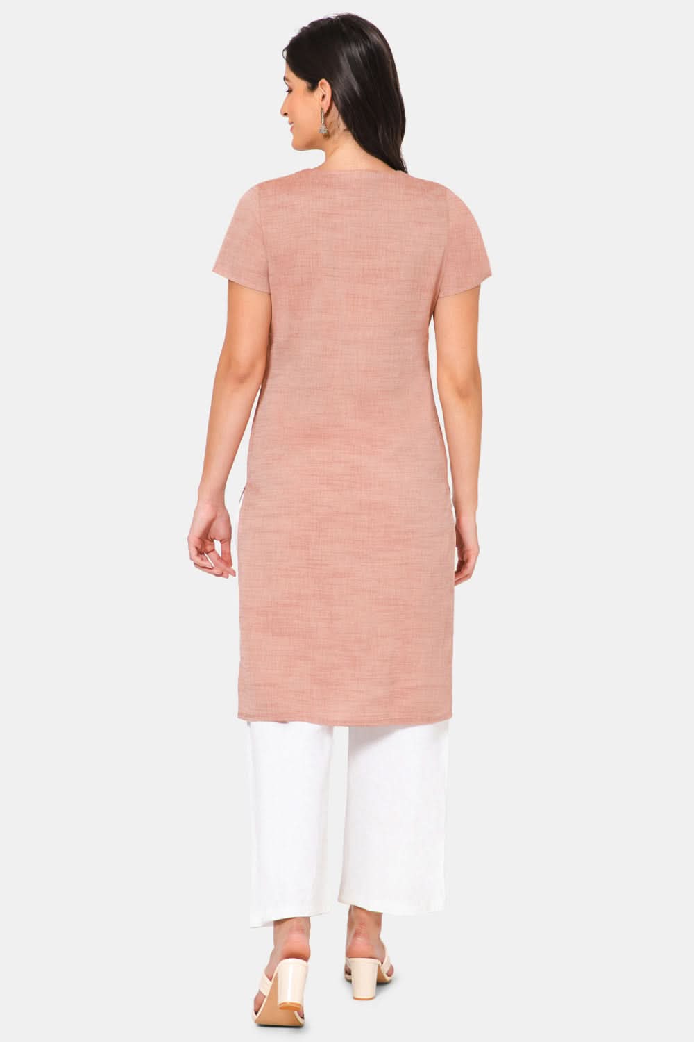 Mythri Women Knee Length Straight Kurtha - Brown - KU32