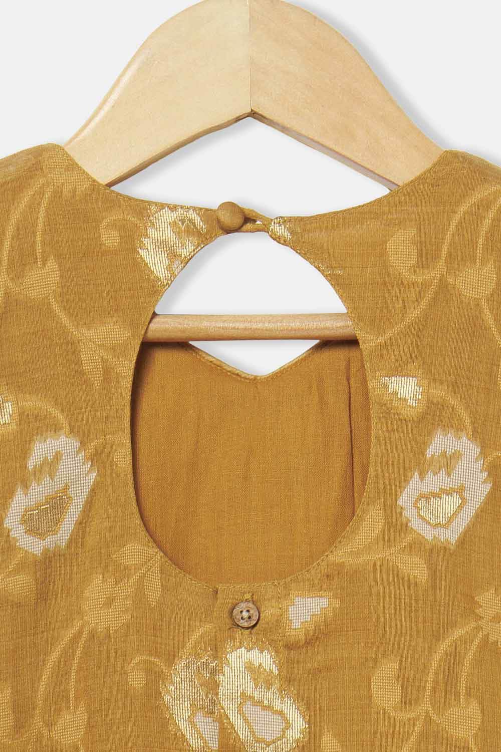 Chittythalli Girls’ Ethnic Pavadai Set – Sleeveless V-Neck Top with Flared Kali Skirt & Tassel Detailing - Mustard - PS60 - Naidu Hall Family Store