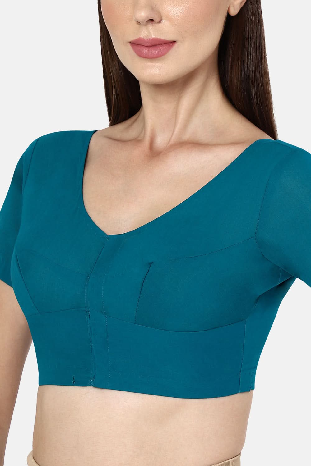 Naidu Hall Round neck short sleeve blouse - Teal Blue