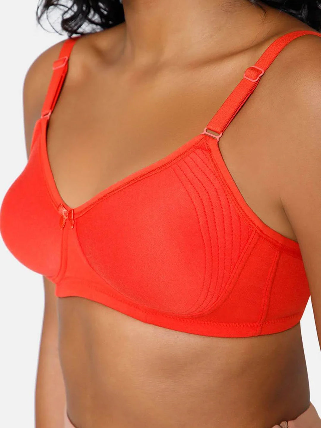 Everyday Full Coverage Non-Padded Intimacy T-Shirt Saree Bra - Fiery Red - DEFC - Flat Rs. 80