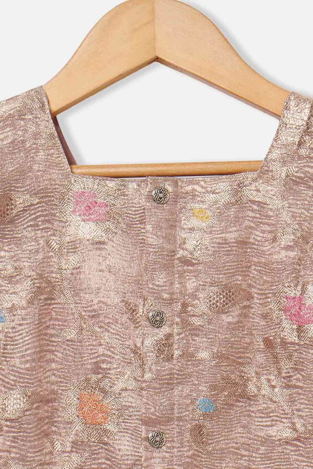 Chittythalli Girls Traditional Pavadai Set – Sweetheart Neck Pleated Top with Box-Pleated Skirt | Ethnic Wear - Copper - PS81 - Naidu Hall Family Store