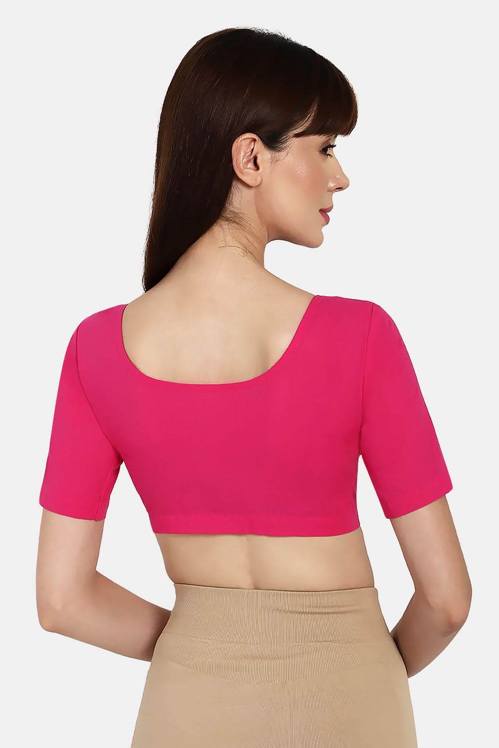 Naidu Hall Round neck long sleeve blouse - Fuchsia - Naidu Hall Family Store