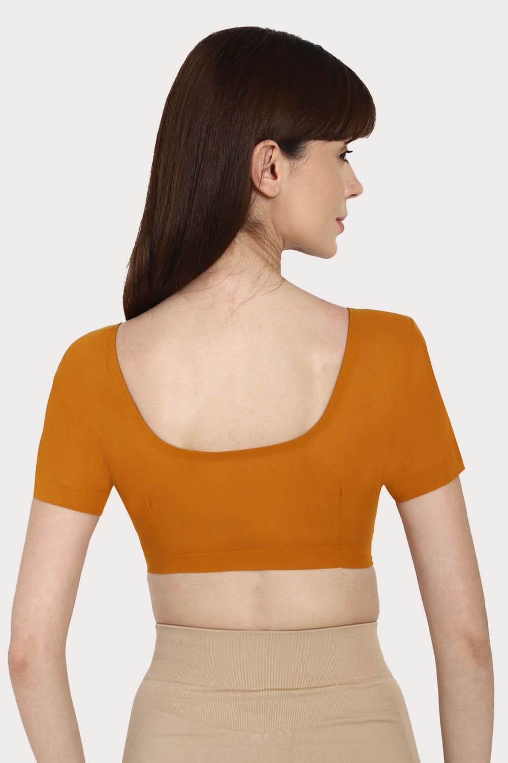 Naidu Hall Round neck short sleeve blouse - Mustard - Naidu Hall Family Store