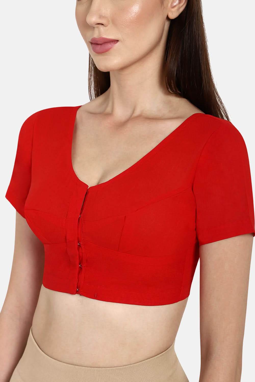 Naidu Hall Round neck short sleeve blouse - Red - Naidu Hall Family Store